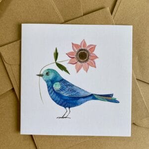 Přání jarabák s květinou